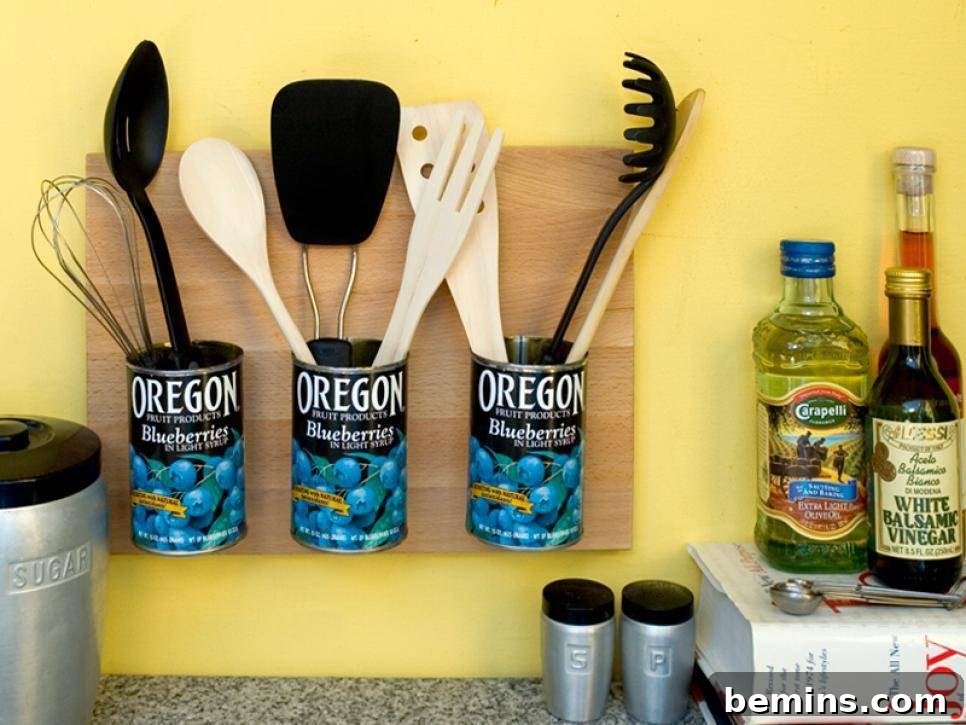 Kitchen Tool Storage with Upcycled Cans