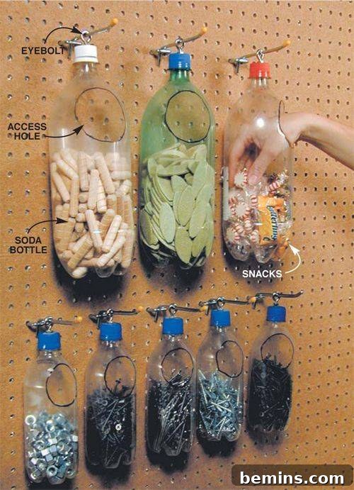 Small Hardware Storage with Plastic Soda Bottles