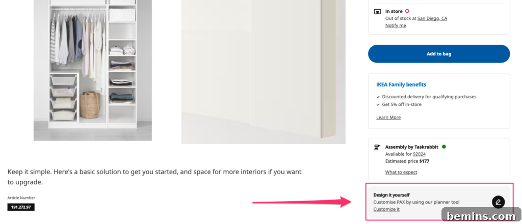 Crafting Your Perfect IKEA Closet: A Design Guide 19 Accessing the PAX planner from a product page.
