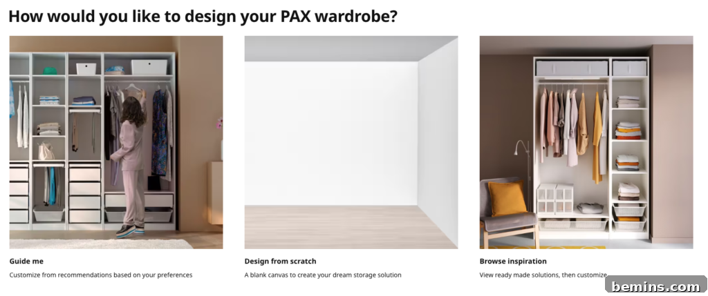 Crafting Your Perfect IKEA Closet: A Design Guide 20 Screenshot of IKEA PAX planner getting started options.