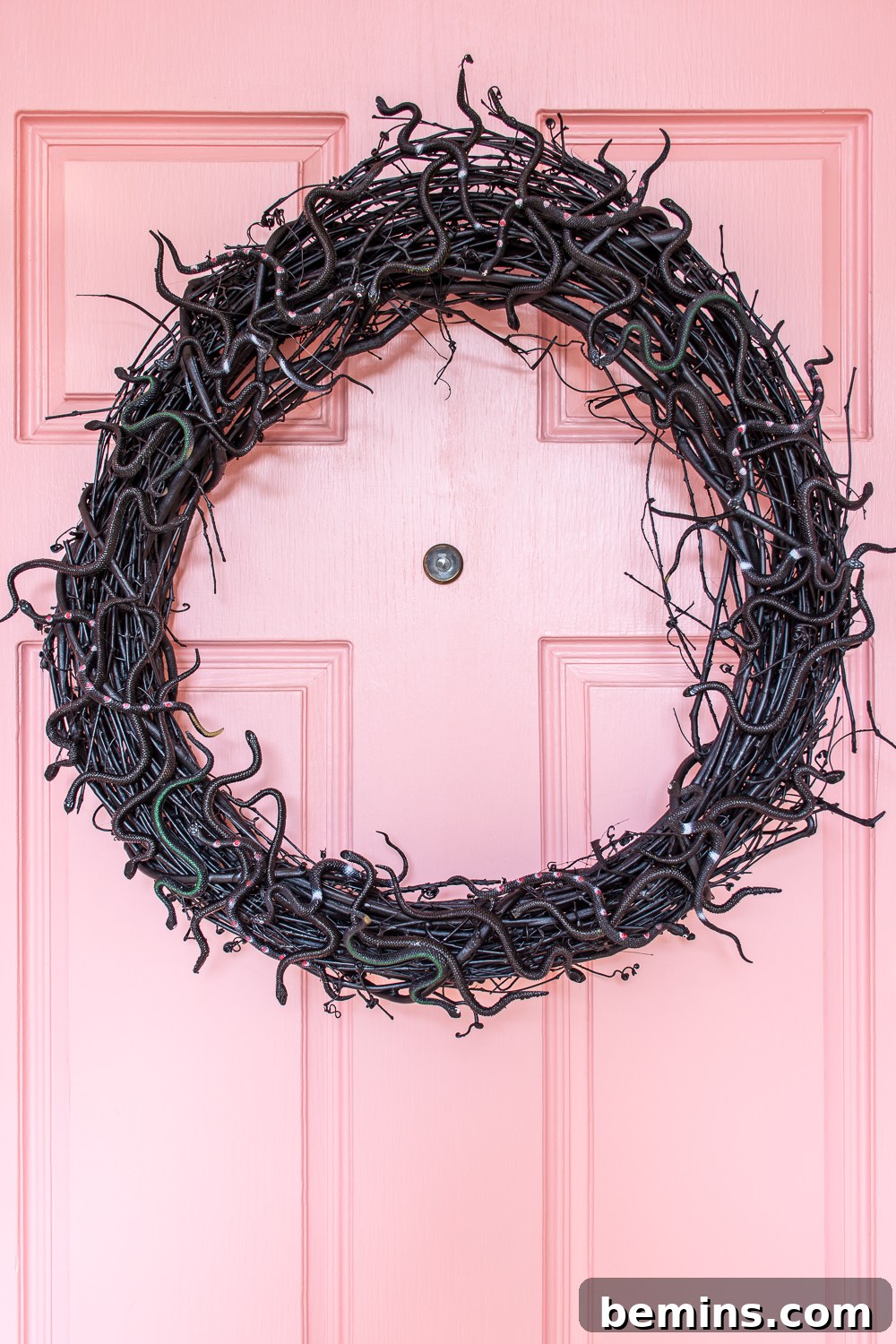 DIY Halloween wreath with snakes