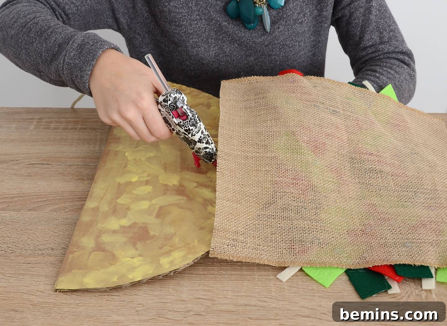 Gluing the toppings piece to the inside of the taco shells