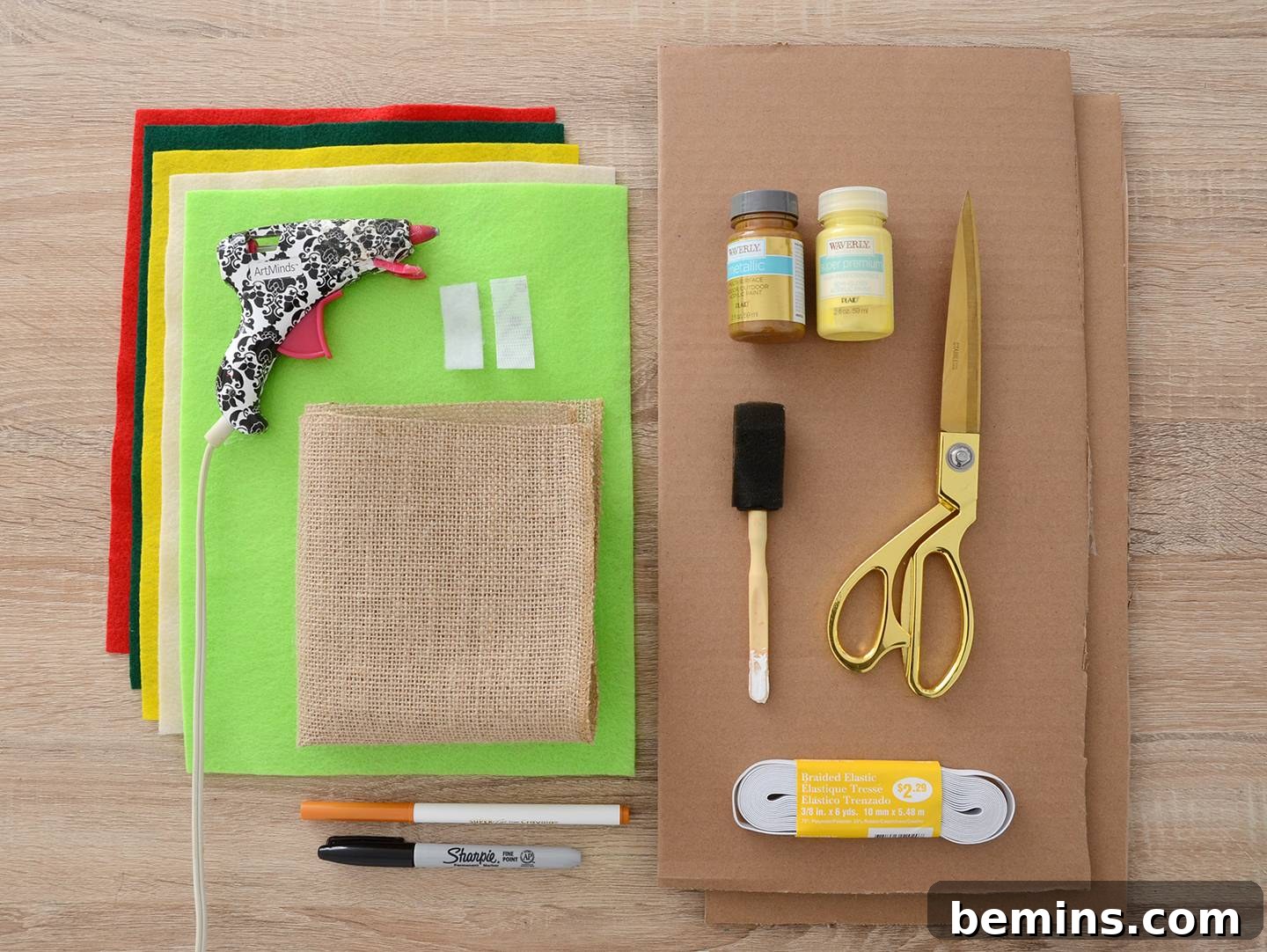Materials needed for making a Taco Tuesday dog costume
