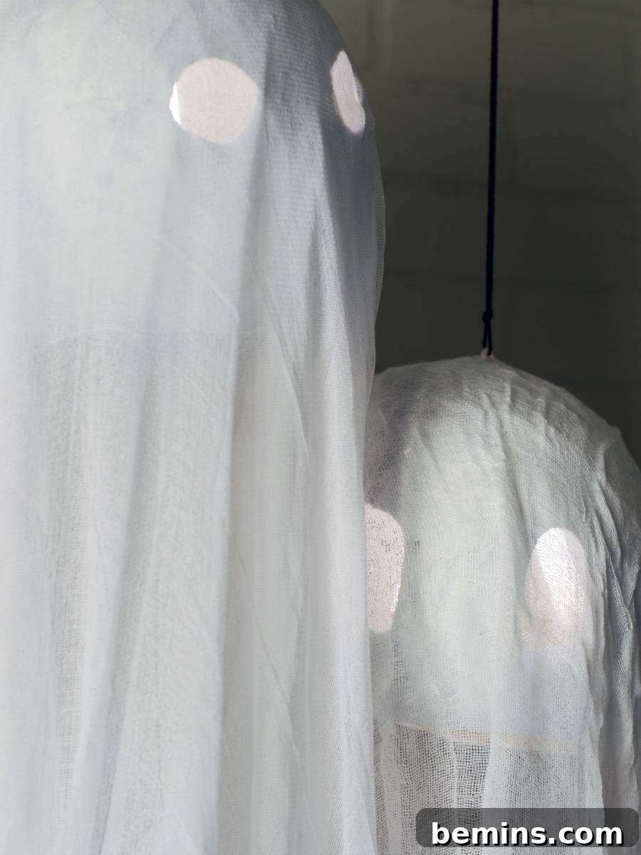 Close-up of glowing ghost decor