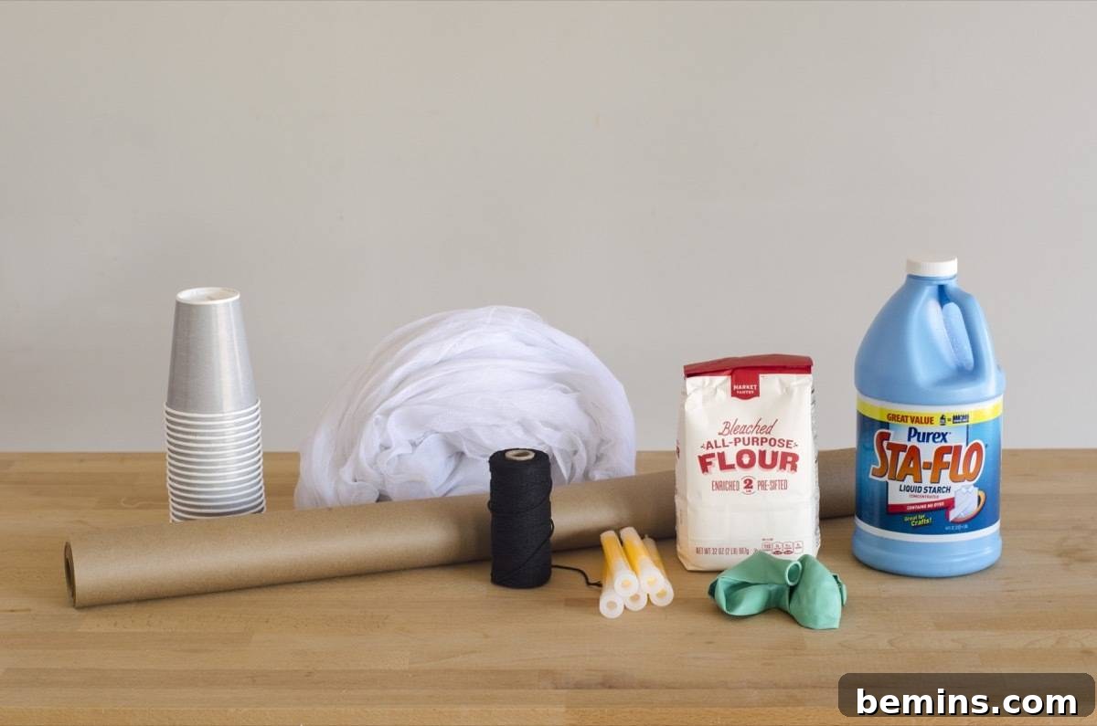 Materials needed to make hanging ghost decor