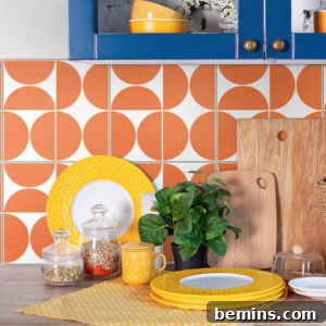 Orange backsplash decals