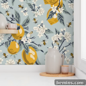 Bees and lemons wallpaper