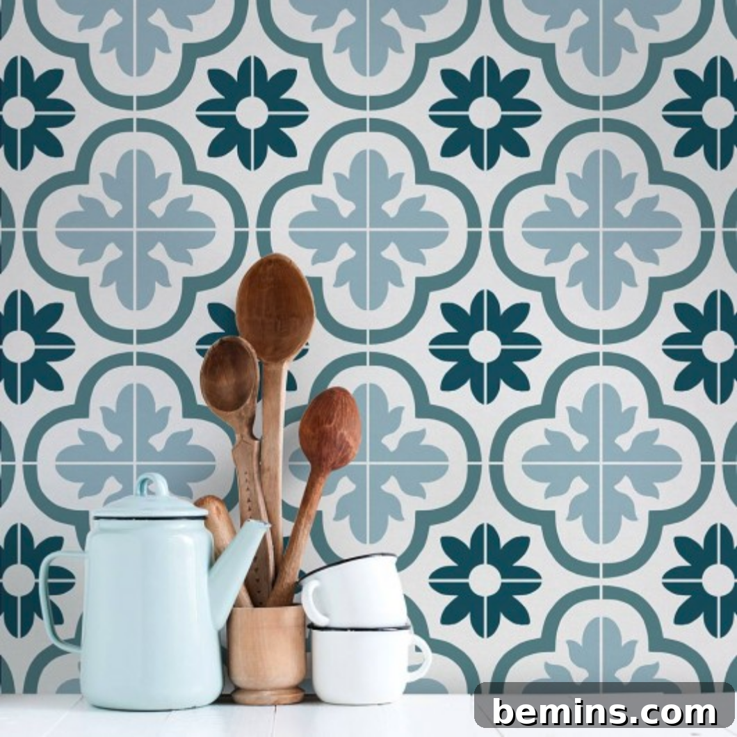 Budget-Savvy Backsplash Upgrades for Renters 26 DIY stenciled tile backsplash