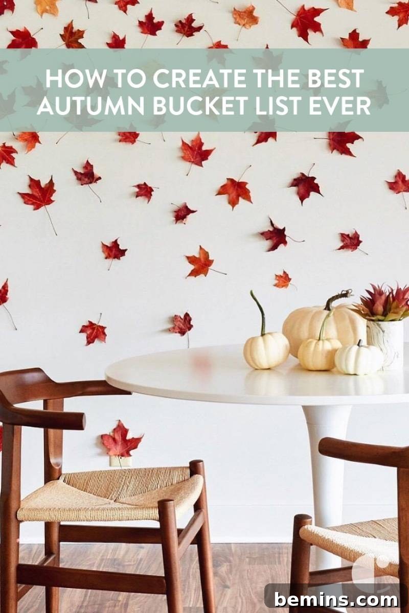 Autumn bucket list graphic to share on Pinterest