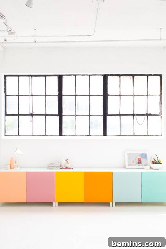 IKEA Entertainment Center Ideas for a Stylish Home 11 Color Blocked IKEA Storage Unit TV Stand