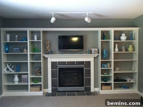 IKEA Entertainment Center Ideas for a Stylish Home 16 BILLY Bookcase Built-ins around Fireplace