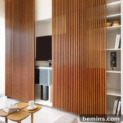 IKEA Entertainment Center Ideas for a Stylish Home 20 Sliding doors are open to reveal shelves holding books and a television.