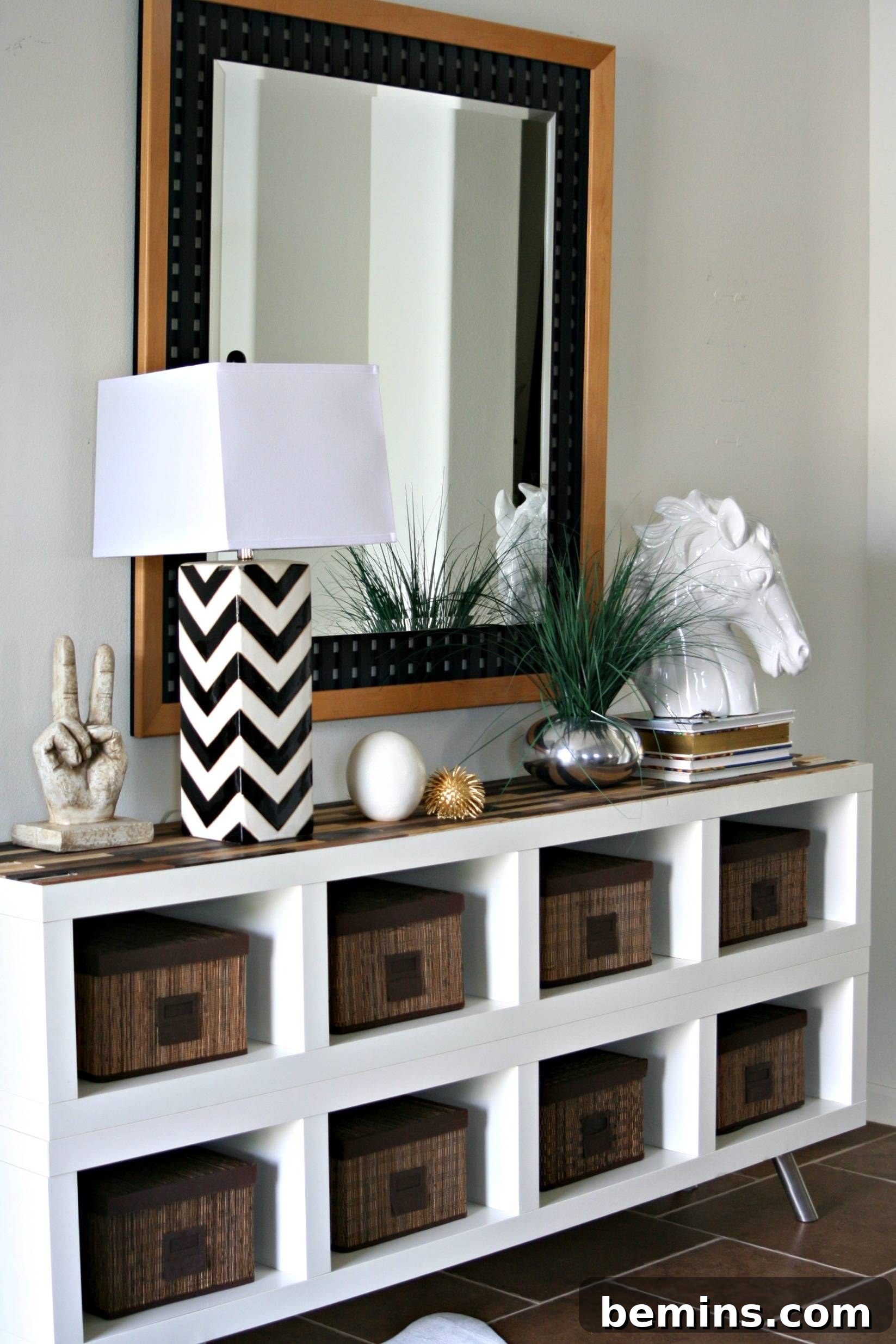 IKEA Entertainment Center Ideas for a Stylish Home 9 EXPEDIT Unit Makeover with Paint Sticks