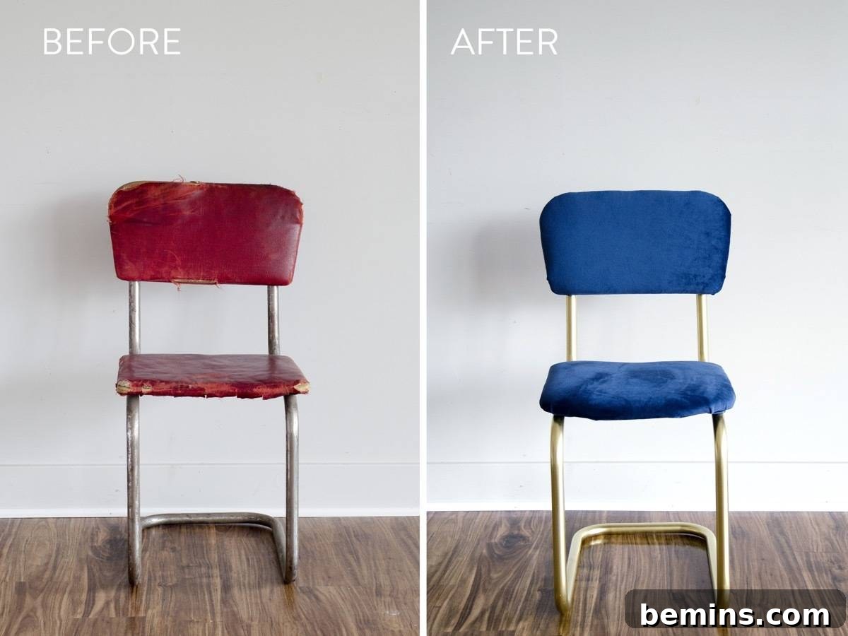 Rescued Chair's Stunning Transformation 3 Painted metal chair makeover - before and after