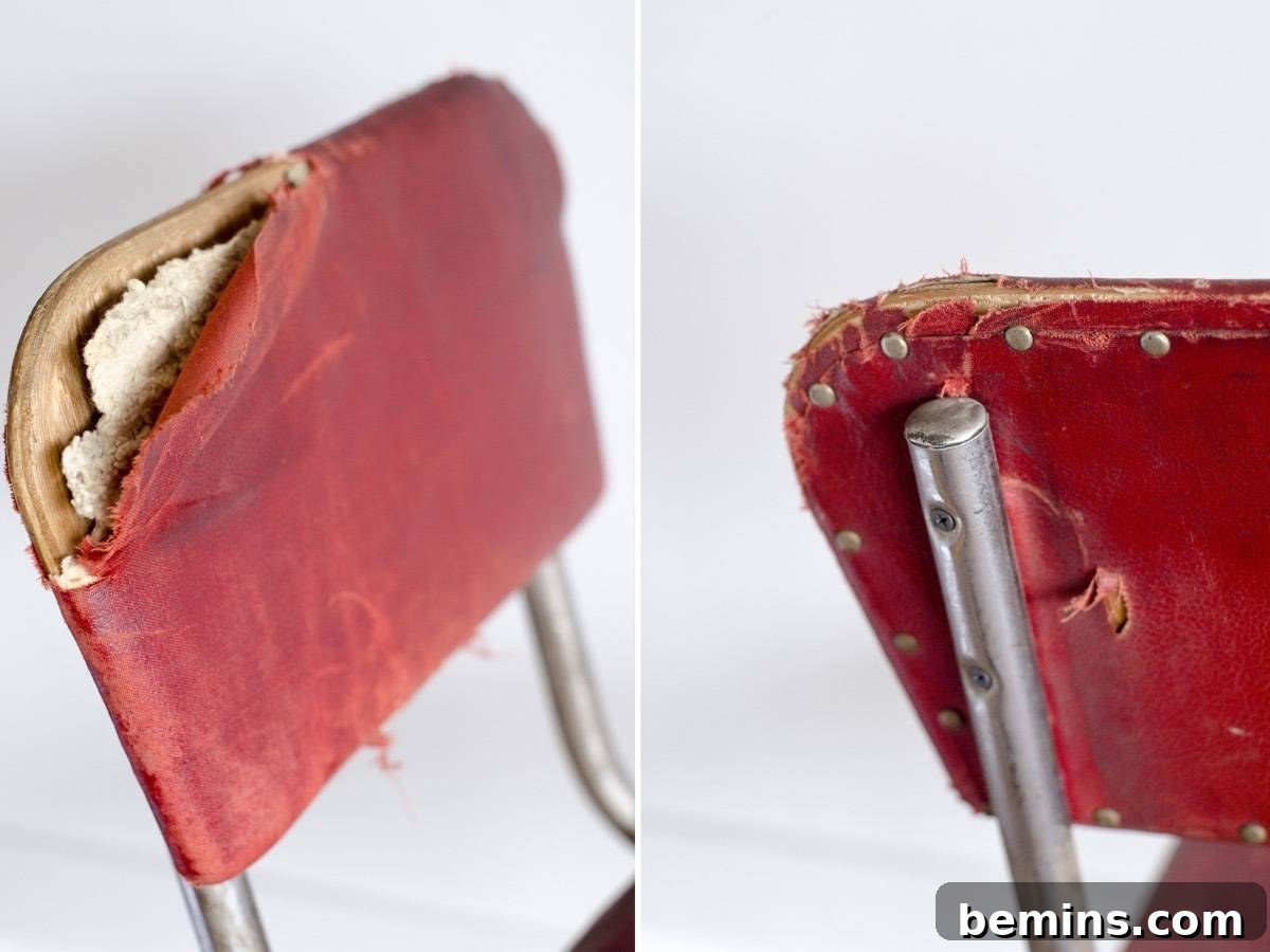 Rescued Chair's Stunning Transformation 4 Before shot - removing old chair upholstery