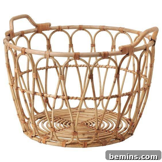 A practical and stylish rattan basket from Ikea, perfect for storage and organization
