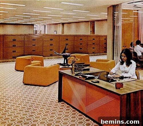 The stylish reception area in the Johnson Publishing building in Chicago.