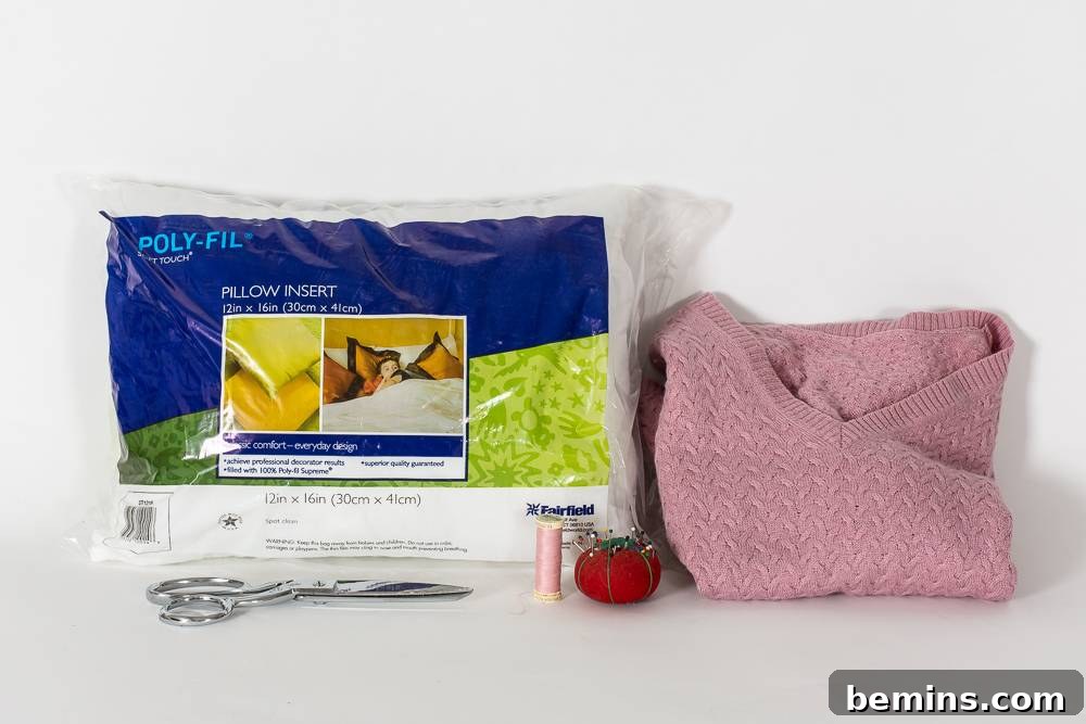 Give Your Old Sweater a New Life: DIY Knit Pillow Project 3 Materials for making a sweater pillow