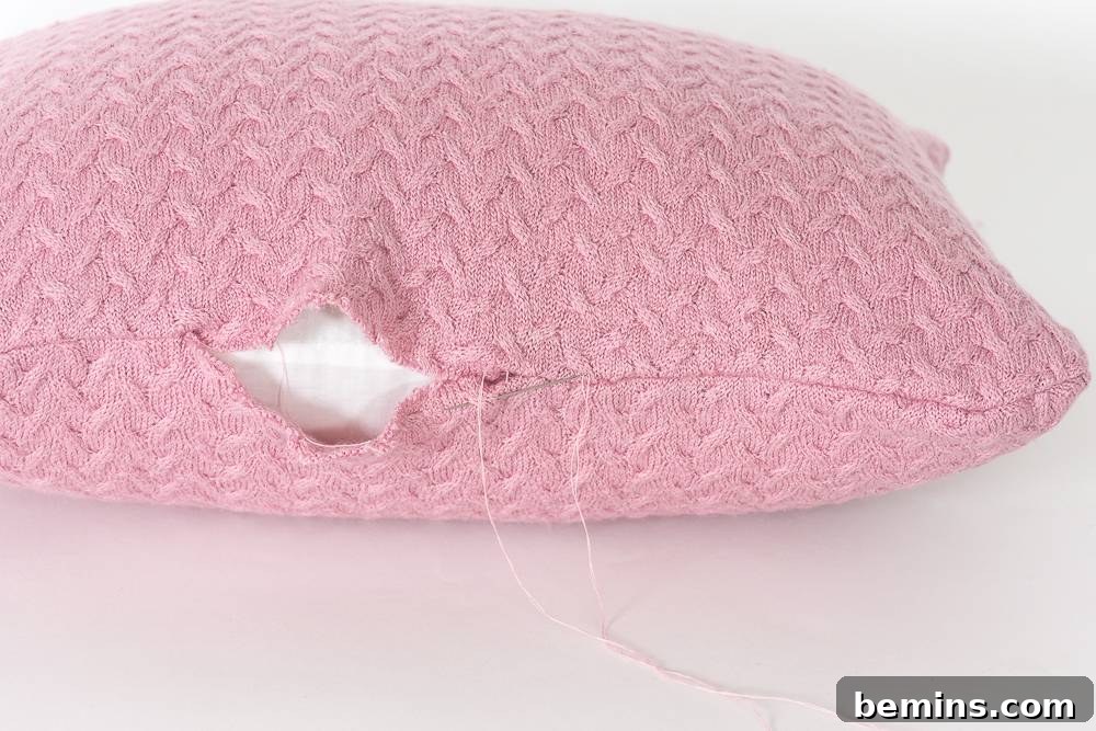 Give Your Old Sweater a New Life: DIY Knit Pillow Project 7 Sweater pillow step 4
