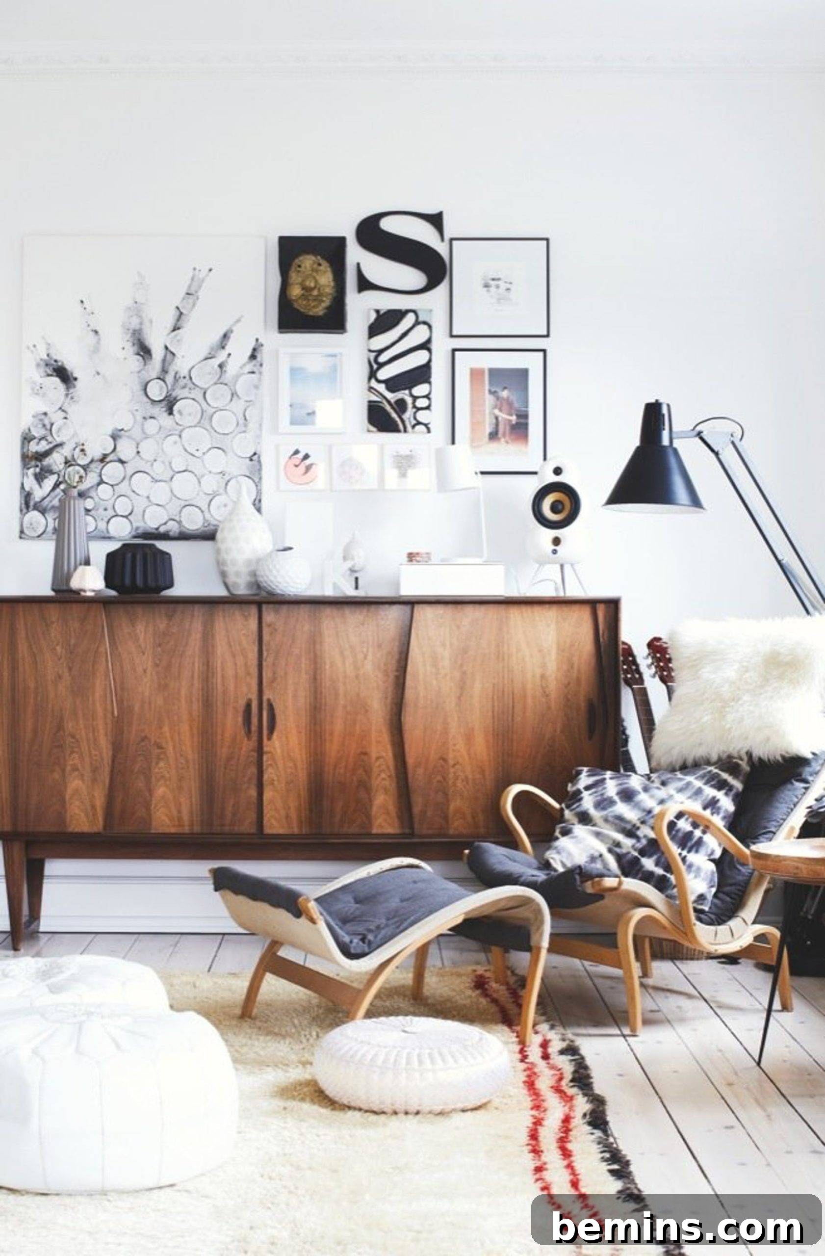 Scandinavian living room with vintage elements