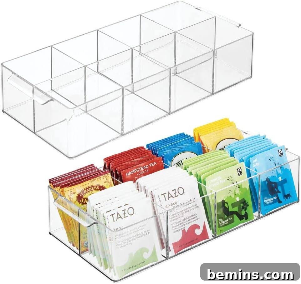 Clear tea organizer box