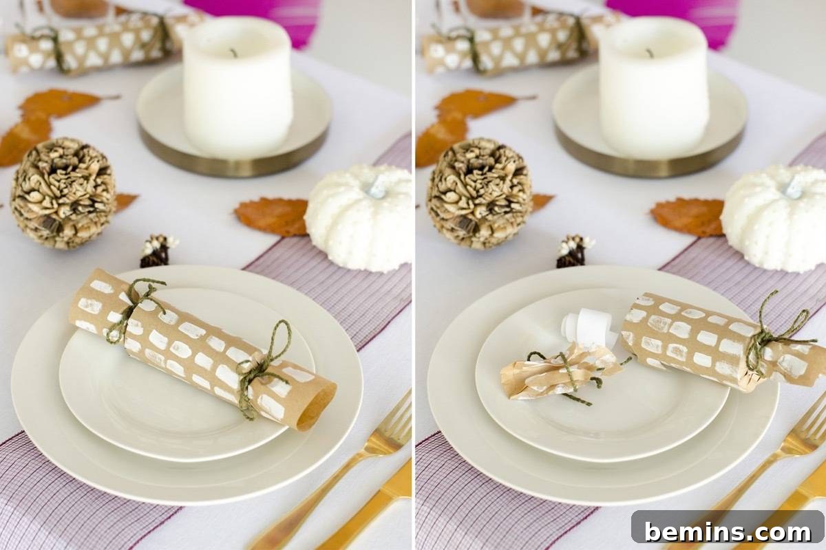 Finished Thanksgiving crackers on a table
