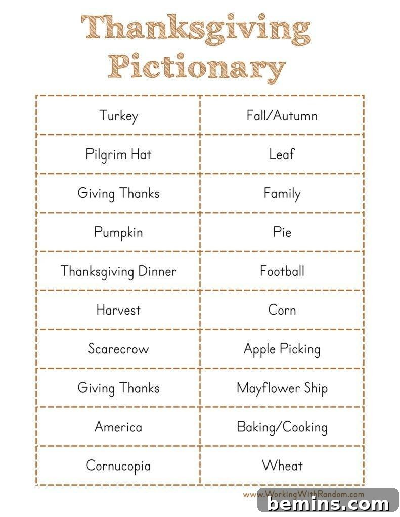Pictionary would be a fun Thanksgiving game for families