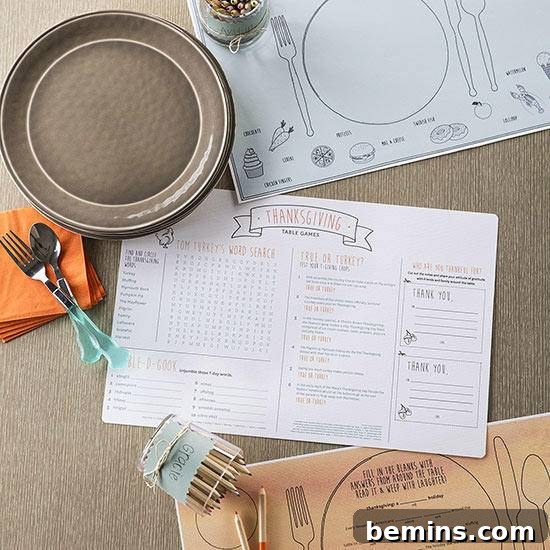 Printable Thanksgiving activity placemat