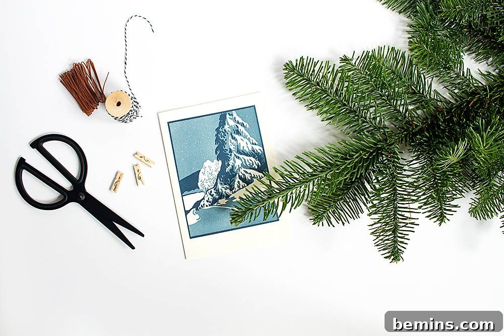 Cord and Branch for DIY Holiday Card Display