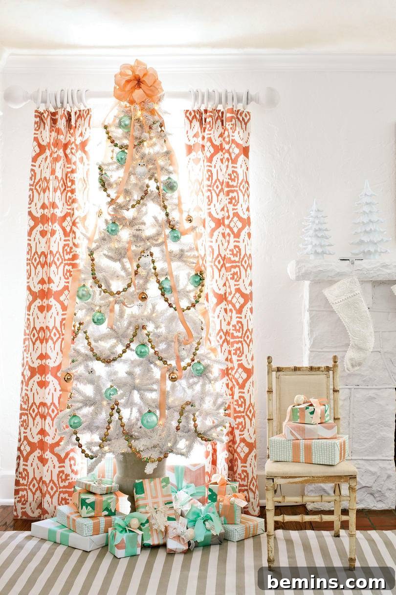Seafoam, peach, and white Christmas color scheme