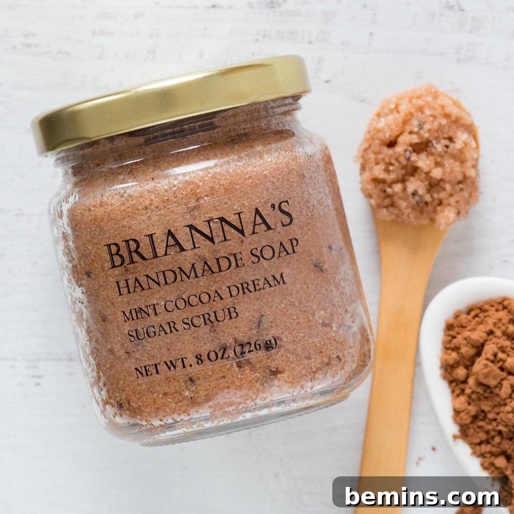 Hand made sugar scrub in a jar.