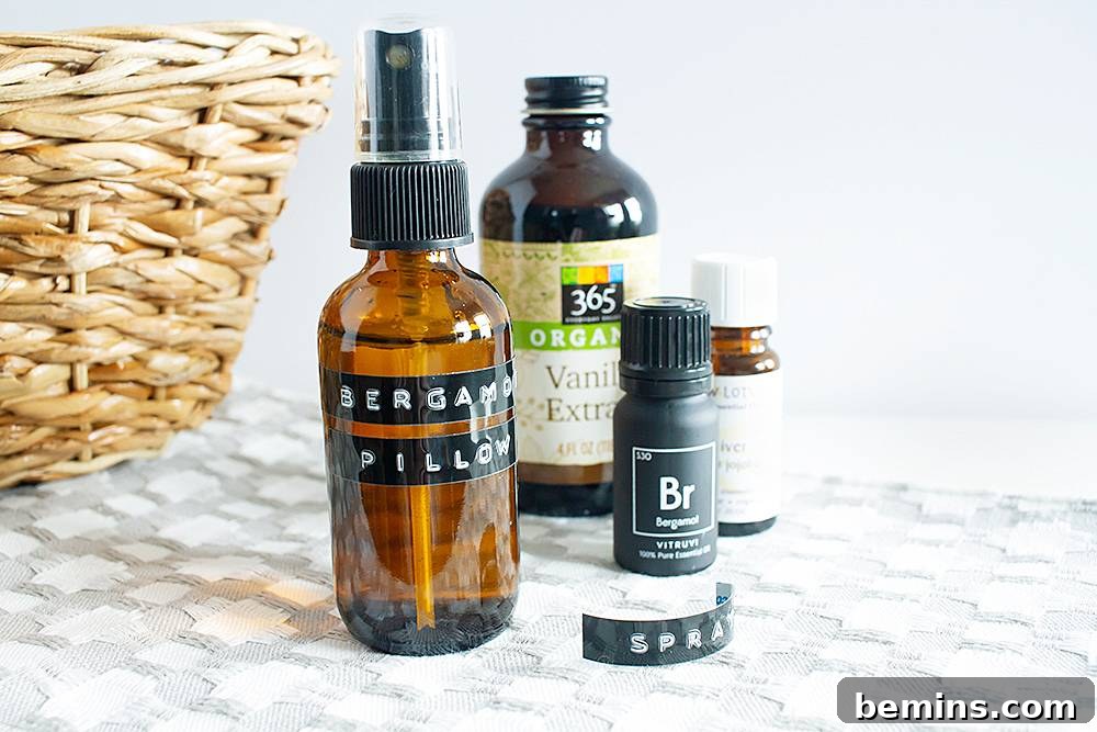 Finished DIY Bergamot Pillow Spray