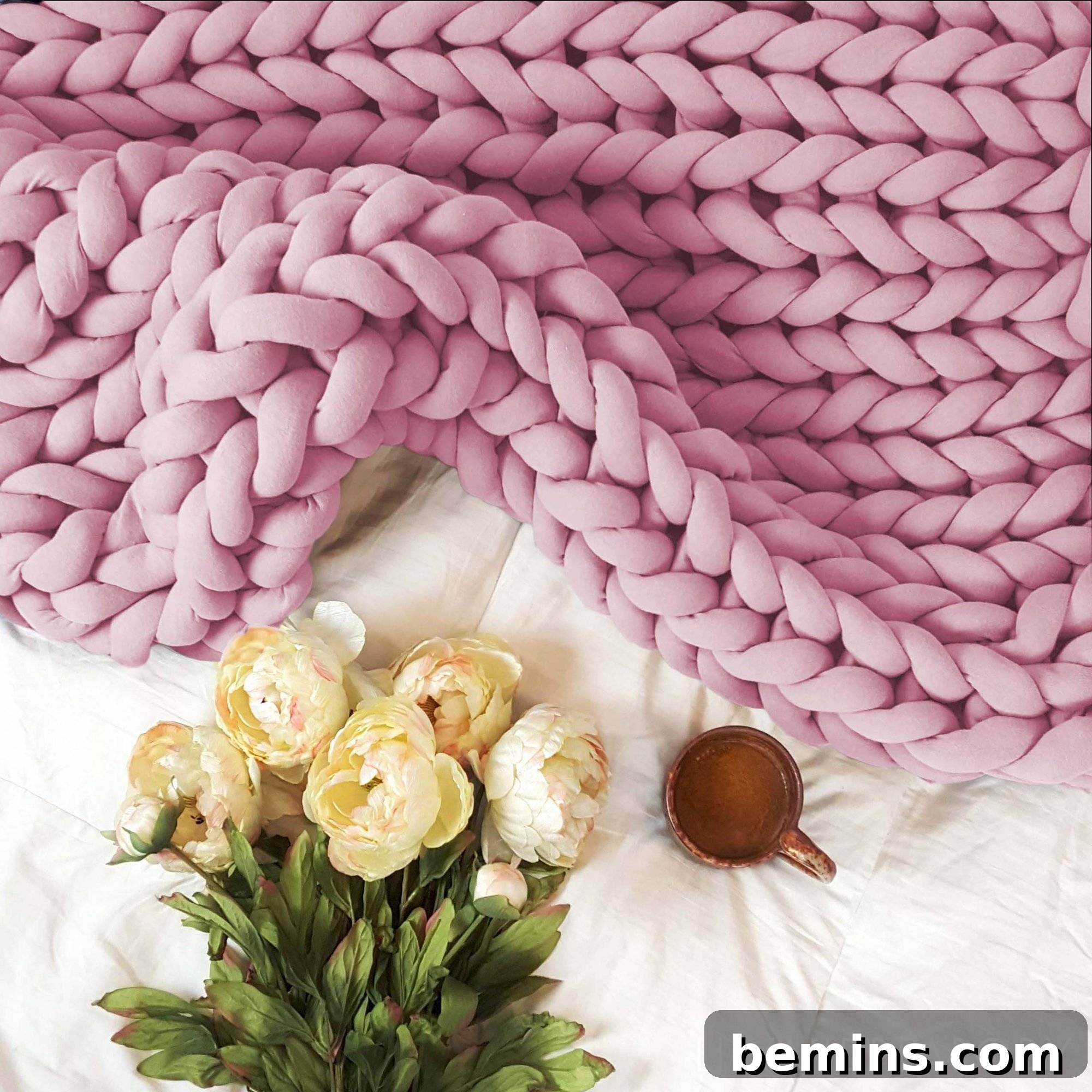 Chunky Knit Throw Made from Cotton Tubing by Lily & Peabody
