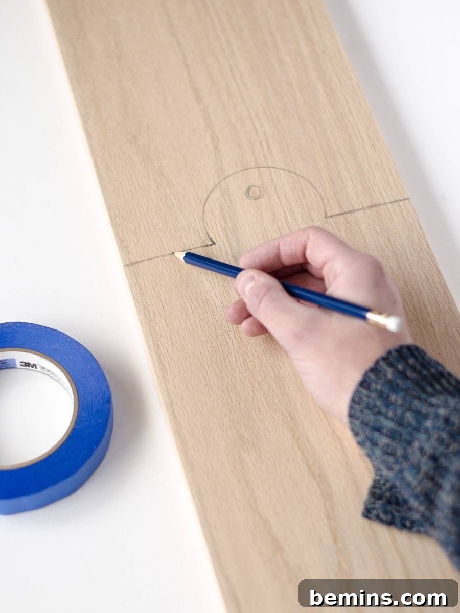 Craft a Custom Cutting Board: A Quick DIY Project 4 Drawing the design on the wood board