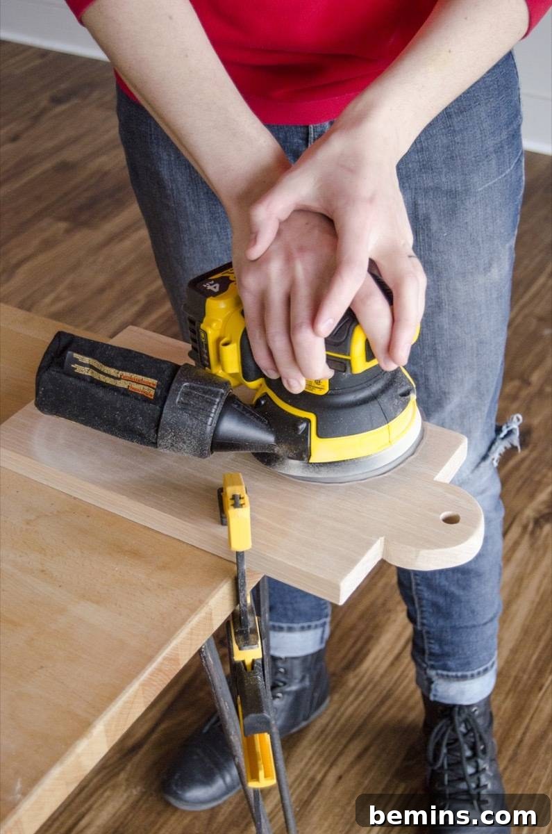 Craft a Custom Cutting Board: A Quick DIY Project 8 Sanding the wood cutting board