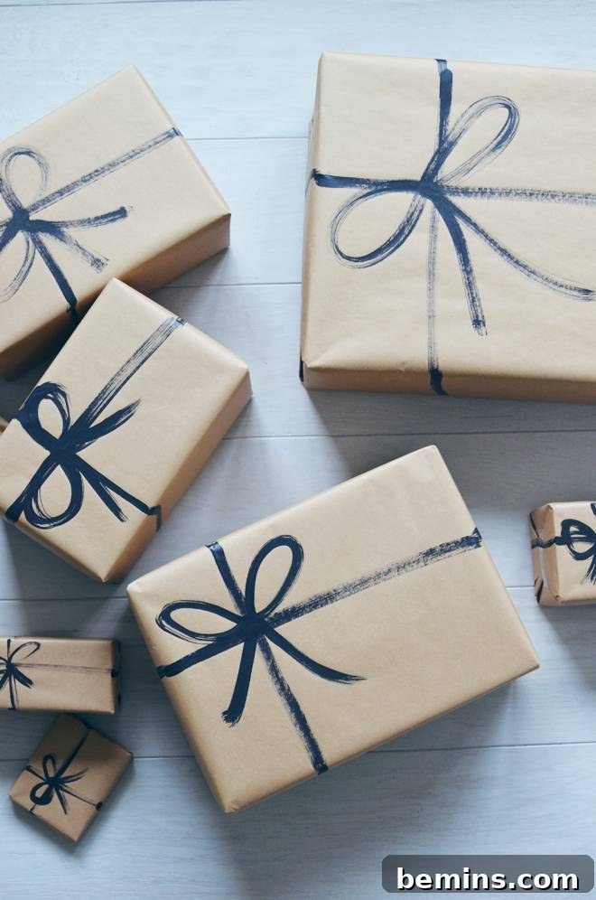 Painted Bows: A Minimalist Gift Wrapping Idea