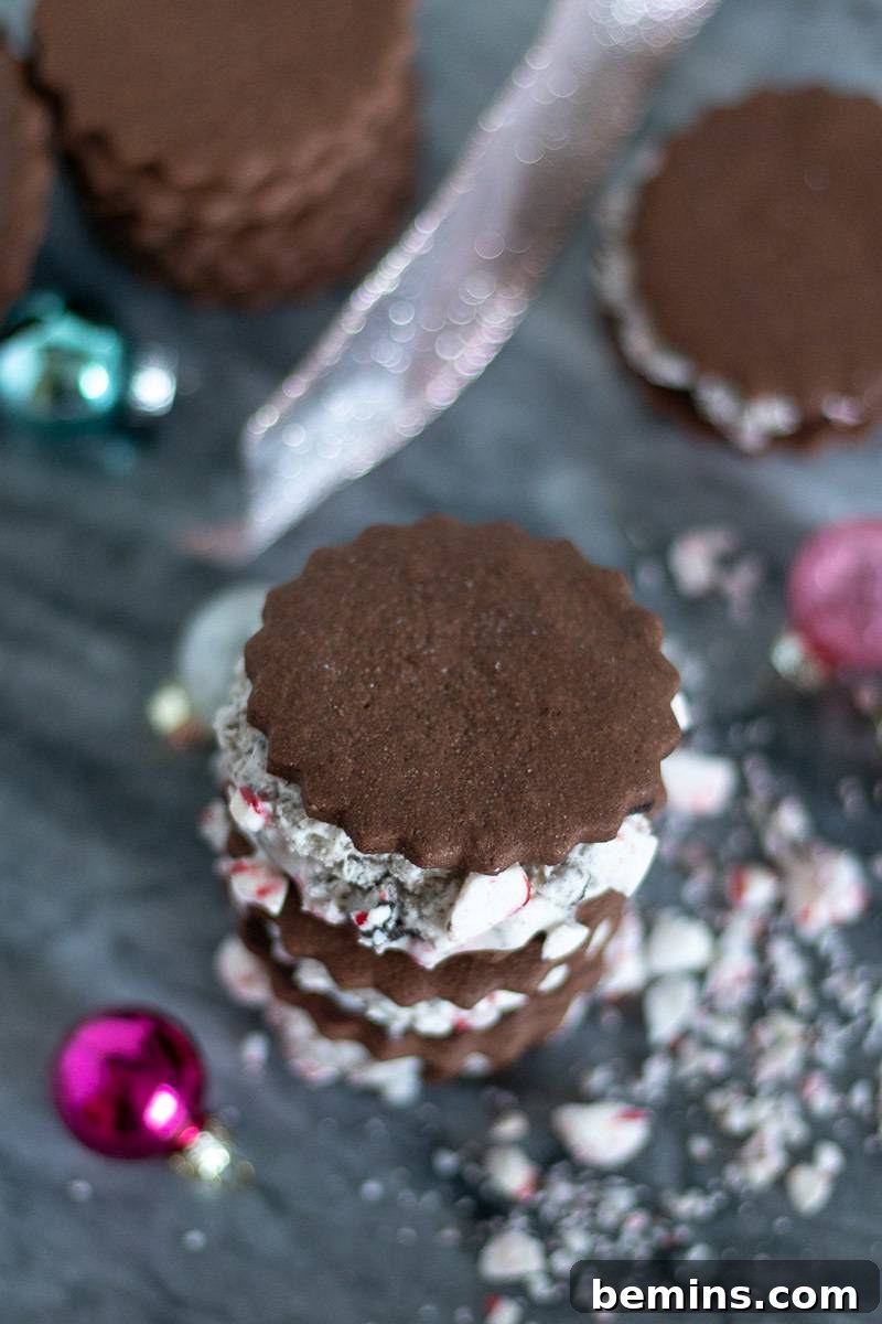 Delicious Peppermint Christmas Cookie Ice Cream Sandwiches Ready to Be Served