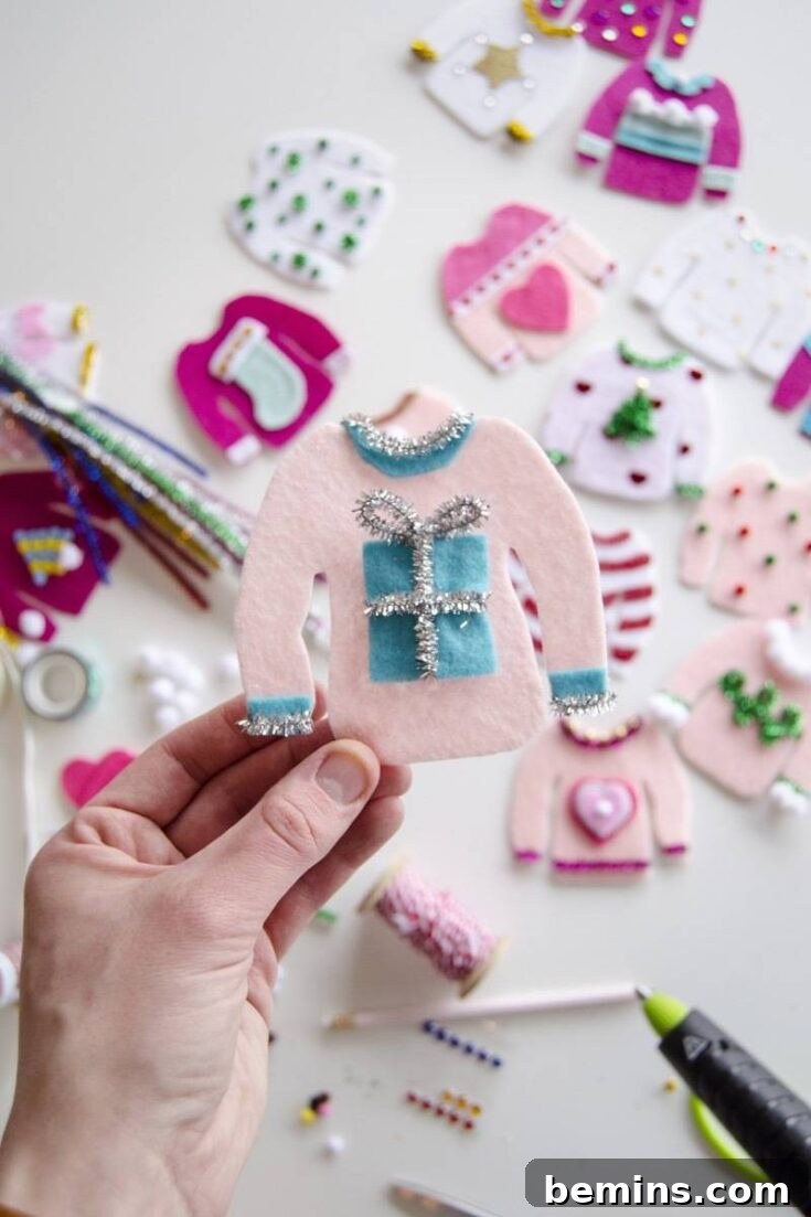 DIY ugly holiday sweater garland
