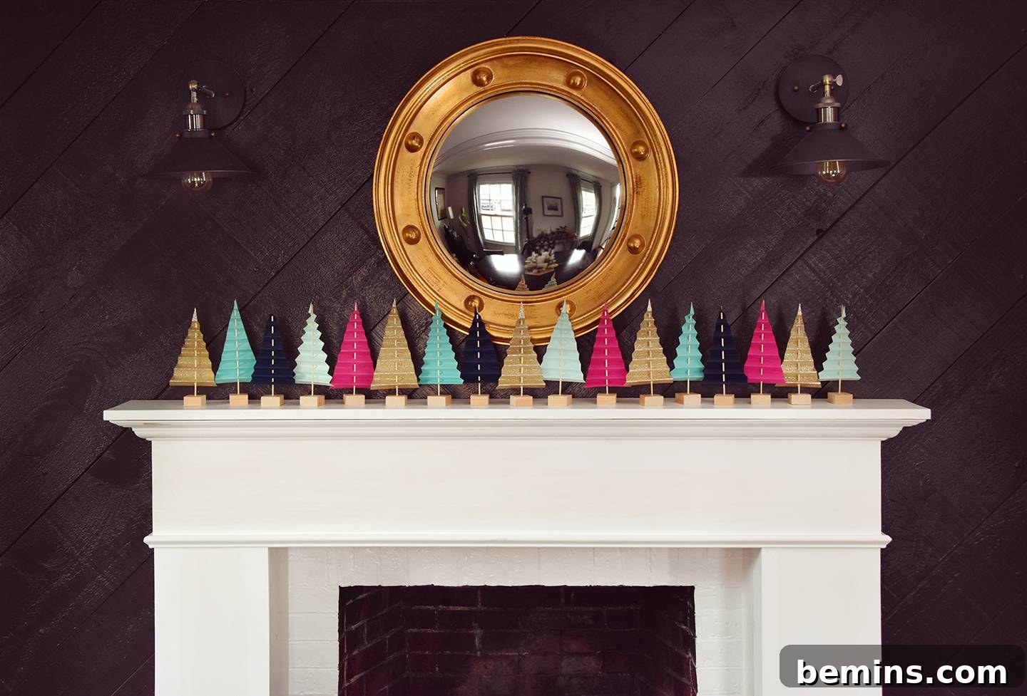 Creative Paper Forest Mantel Display 13 Paper Tree Forest Close-Up