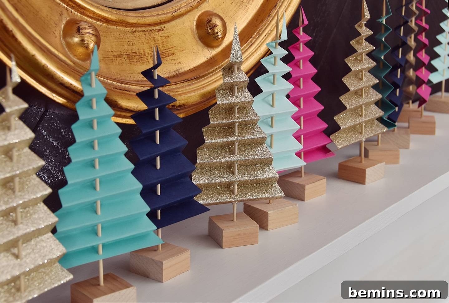 Creative Paper Forest Mantel Display 14 DIY Wooden Tabletop Christmas Tree
