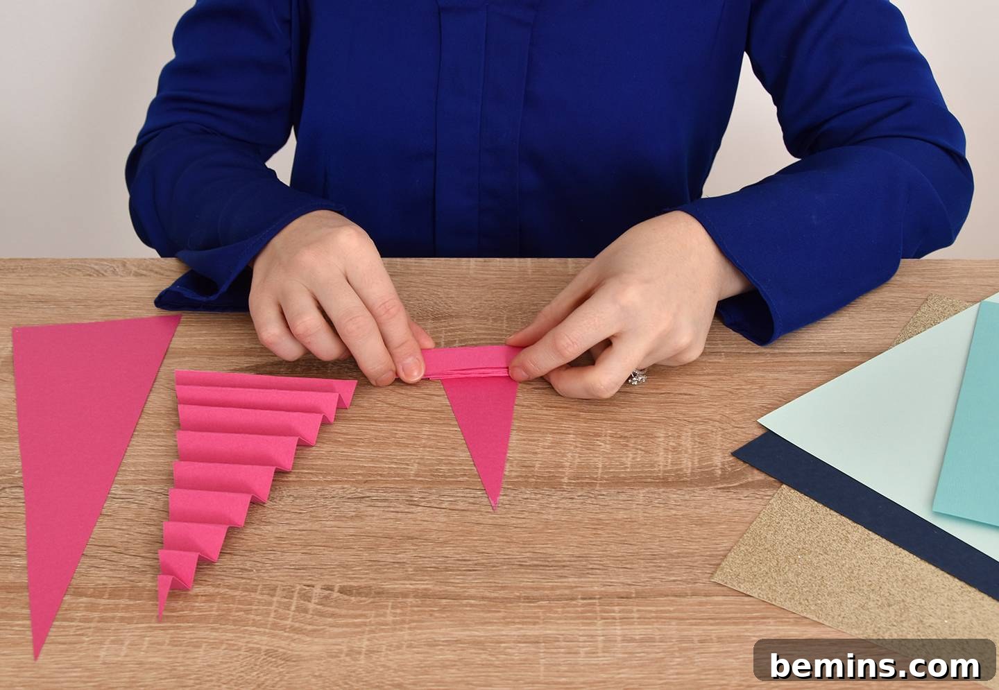 Creative Paper Forest Mantel Display 5 Step 2: Accordion Folding the Triangles