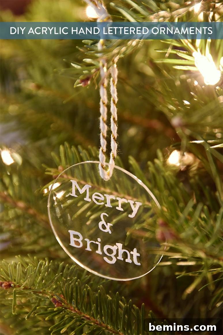 DIY Hand Lettered Acrylic Ornaments | Curbly #christmas #ornaments #minimalist