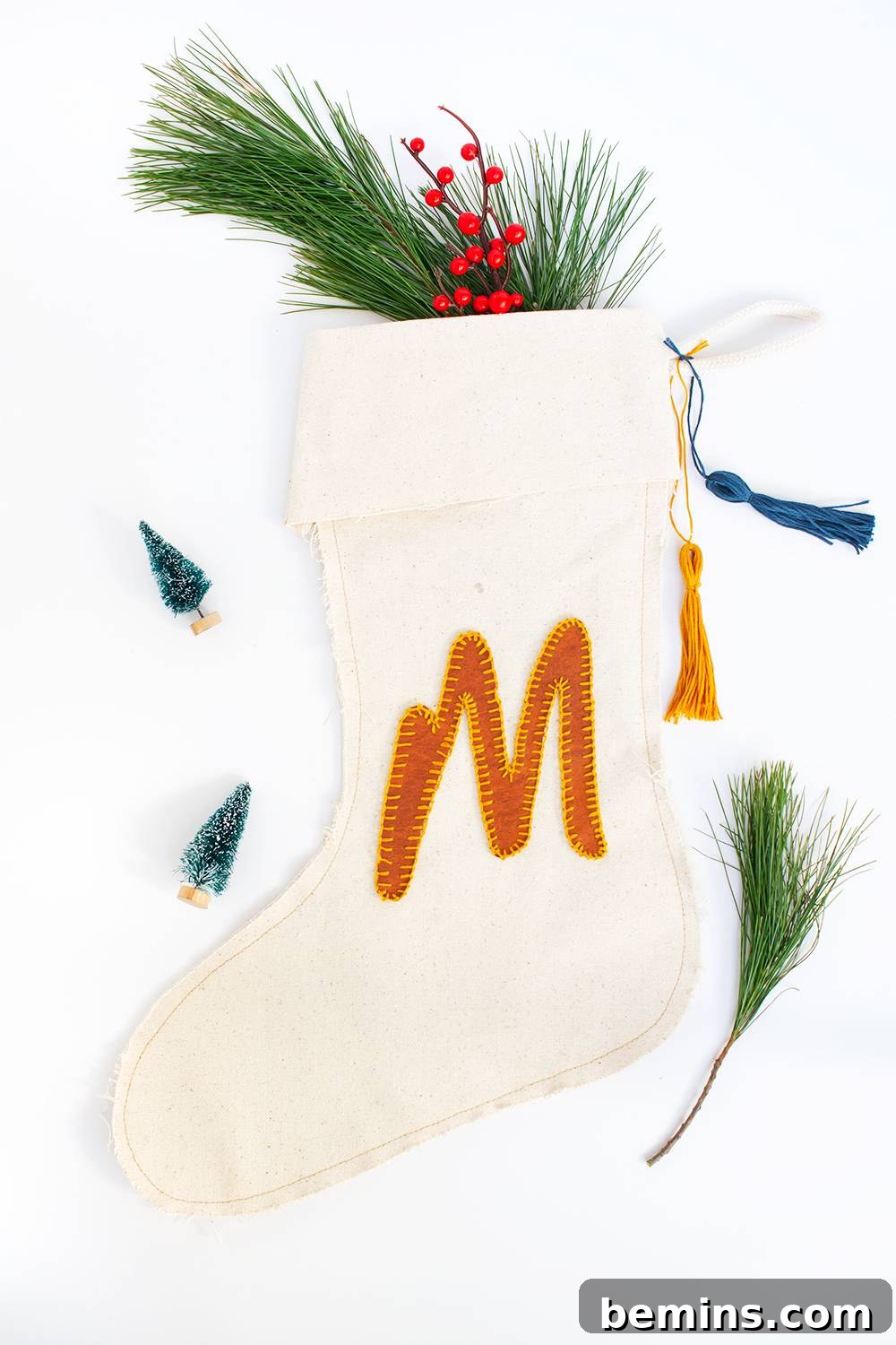 DIY Leather Monogram Stocking