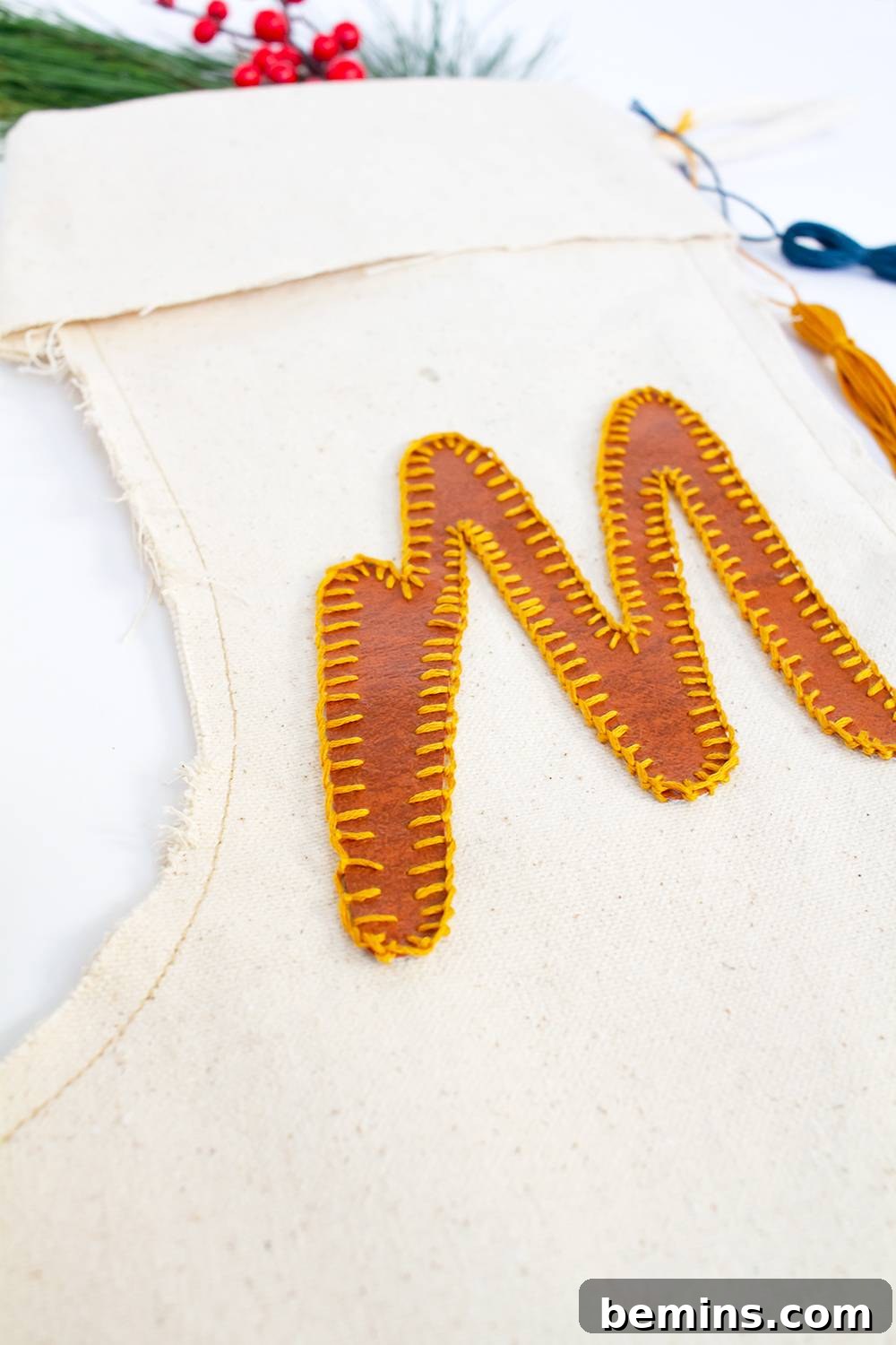 DIY Leather Monogram Stocking