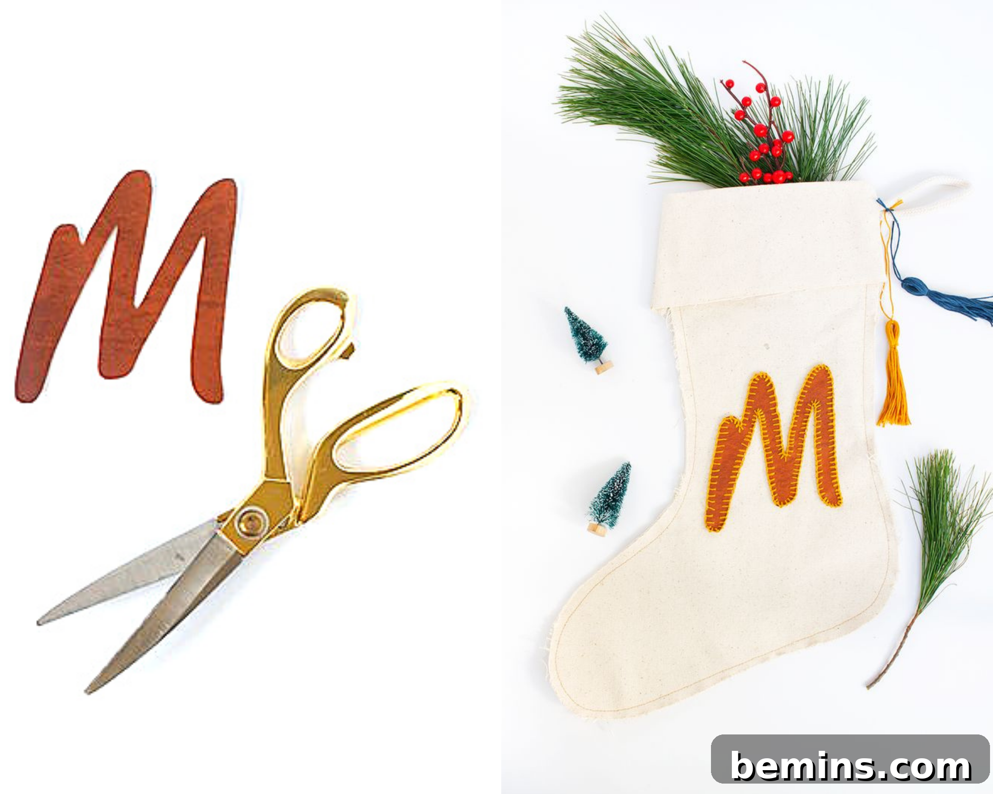 DIY Leather Monogram Stocking