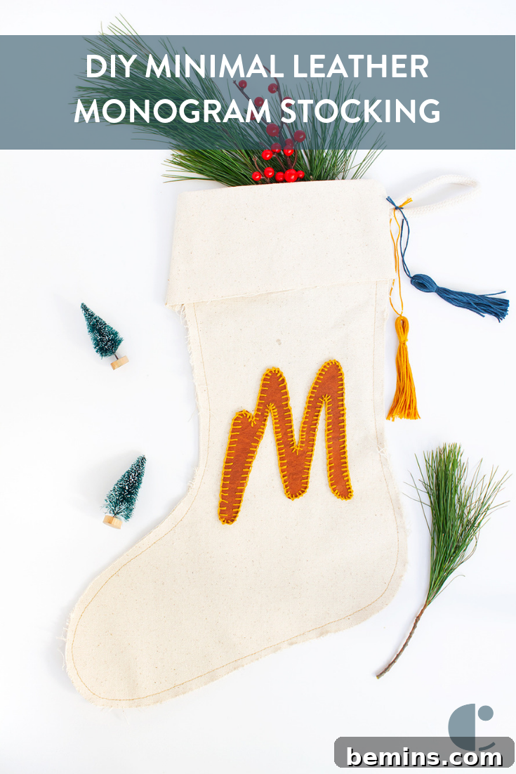 DIY Leather Monogram Stocking