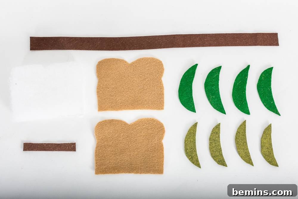 Felt Avocado Toast Ornament: A Foodie Festive DIY 5 Avocado toast ornament pieces