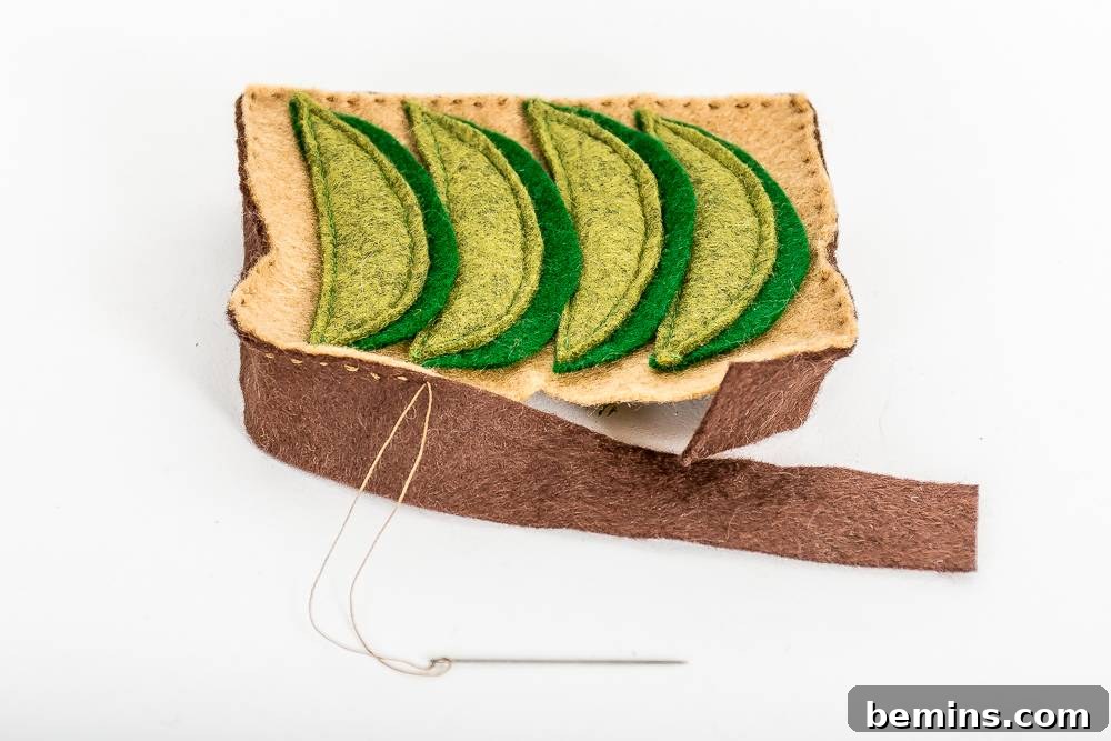 Felt Avocado Toast Ornament: A Foodie Festive DIY 7 Sewing a felt avocado toast ornament