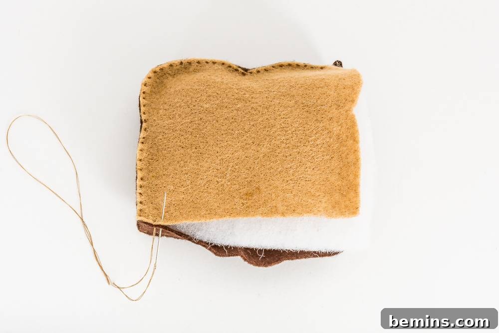 Felt Avocado Toast Ornament: A Foodie Festive DIY 10 Sewing a felt avocado toast ornament