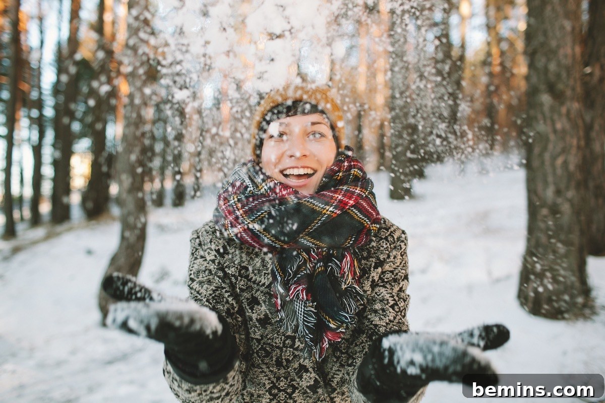 Woman enjoying the winter landscape